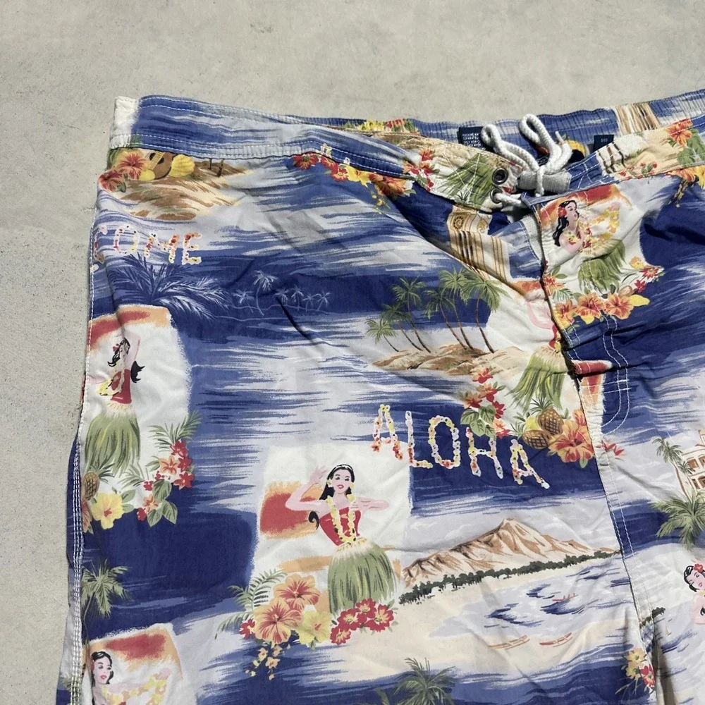 Ralph Lauren Polo Board Shorts Trunks SZ 3XLT Multicolor Hawaiian Theme AOP